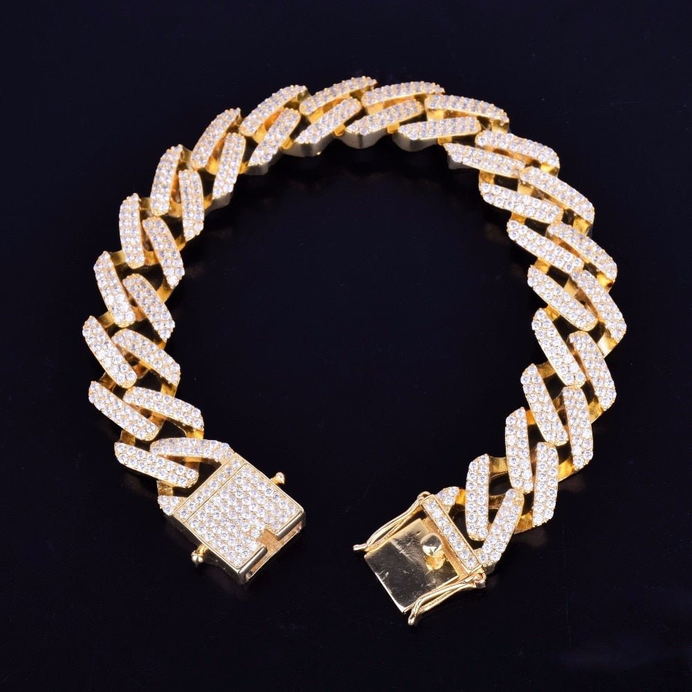 14mm Square Miami Cuban Link Bracelet Gold Color Iced Out Cubic Zirconia Rock Hip hop Style Men's Jewelry-4