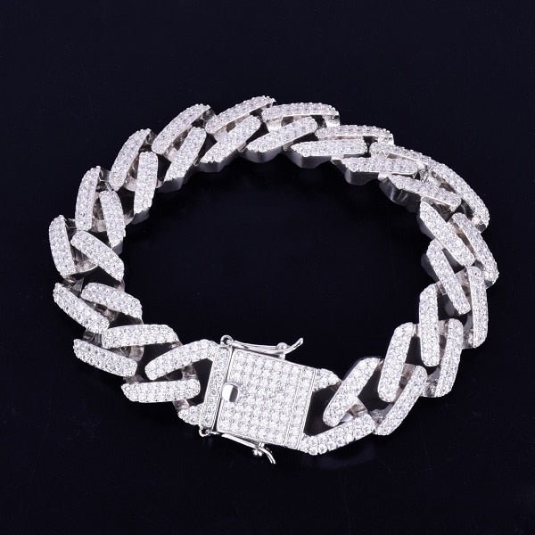14mm Square Miami Cuban Link Bracelet Gold Color Iced Out Cubic Zirconia Rock Hip hop Style Men's Jewelry-0