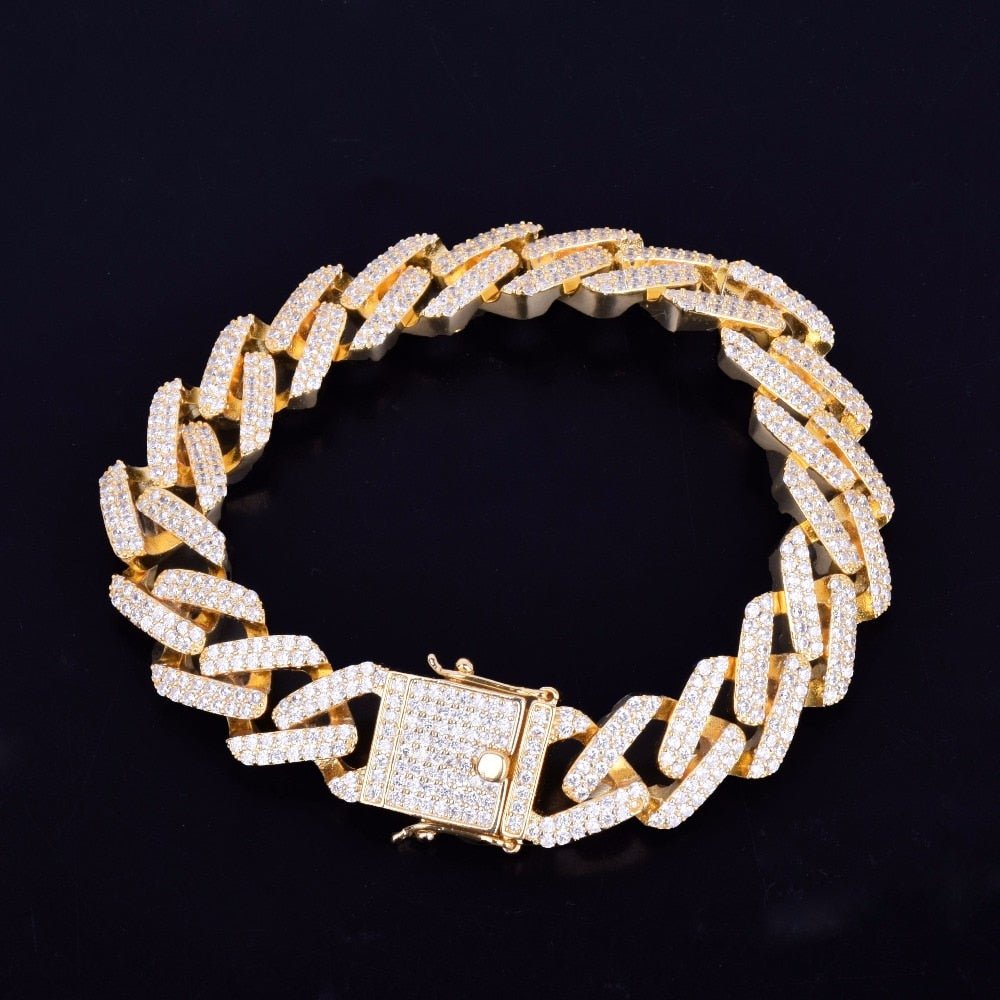 14mm Square Miami Cuban Link Bracelet Gold Color Iced Out Cubic Zirconia Rock Hip hop Style Men's Jewelry-1