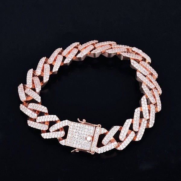 14mm Square Miami Cuban Link Bracelet Gold Color Iced Out Cubic Zirconia Rock Hip hop Style Men's Jewelry-6