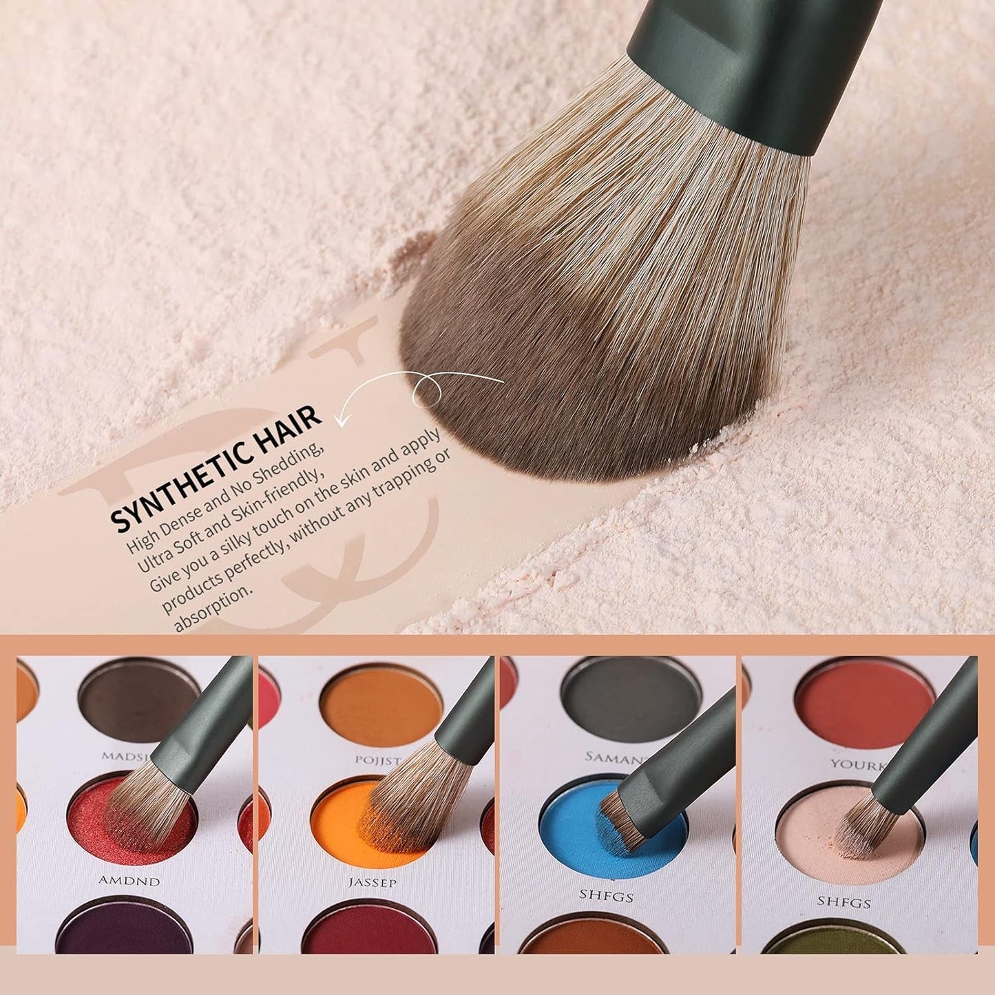 Makeup Brushes 14Pcs with 3Pcs Makeup Spong & Cosmetic Bag - Lime Mojito Series Makeup Brush Set for Foundation Blending Face Powder Blush Concealers Eye Shadows.