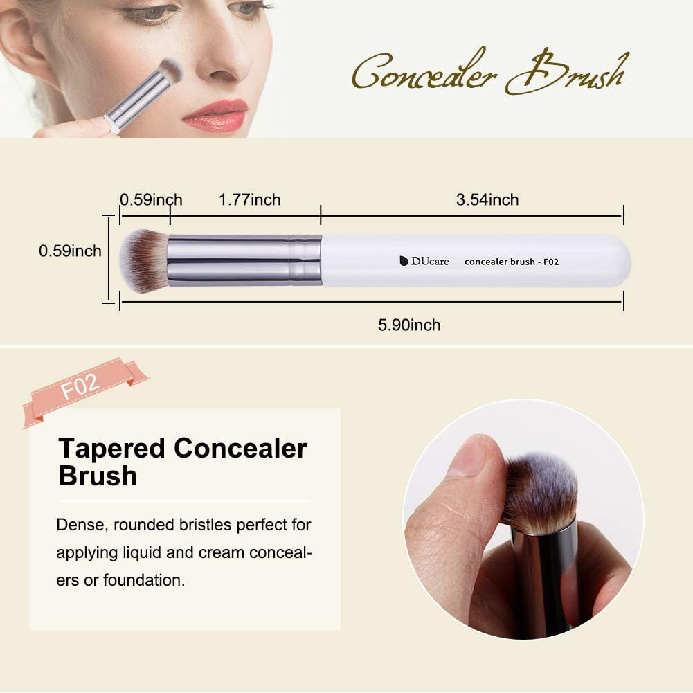 Makeup Brushes 3Pcs Foundation Contour Bronzer Brush,Concealer Brush,Blusher Powder Brush, Face Kabuki Travel Buffing Stippling Liquid Blending Makeup Brush Set White - go2shop