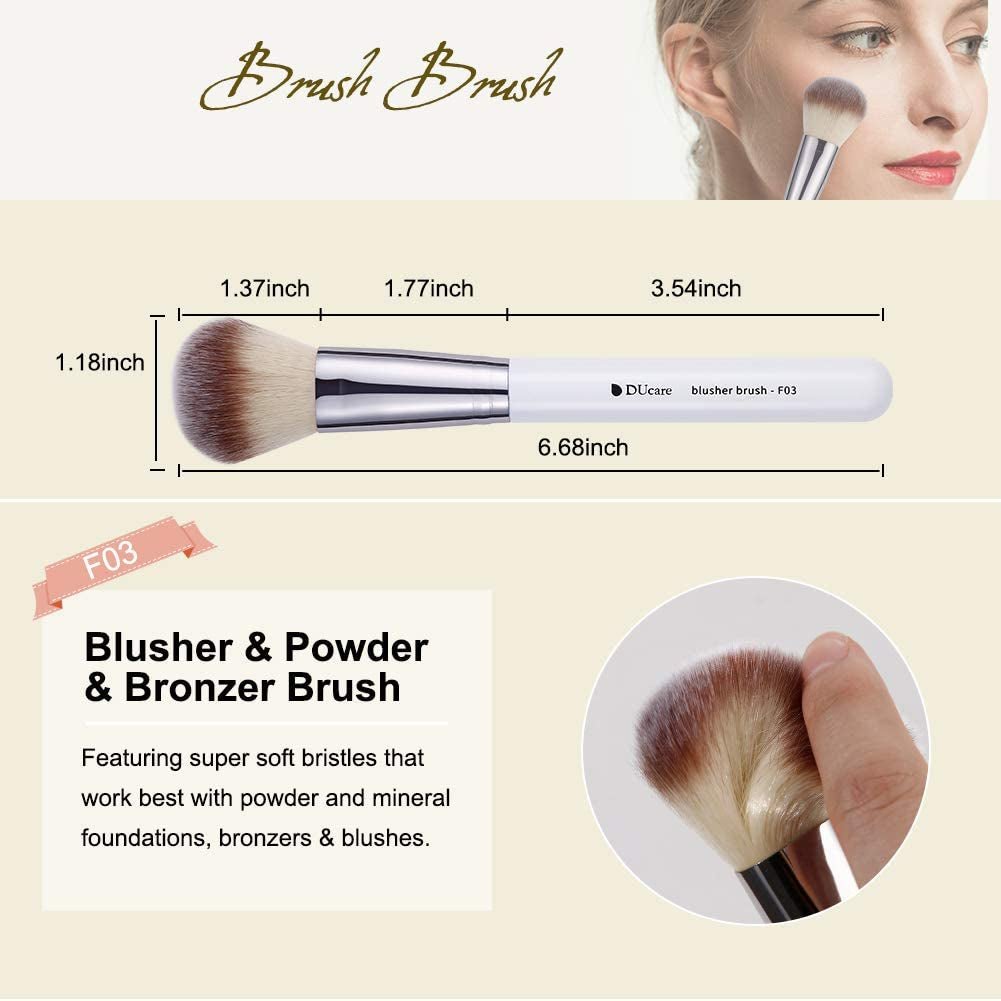 Makeup Brushes 3Pcs Foundation Contour Bronzer Brush,Concealer Brush,Blusher Powder Brush, Face Kabuki Travel Buffing Stippling Liquid Blending Makeup Brush Set White - go2shop