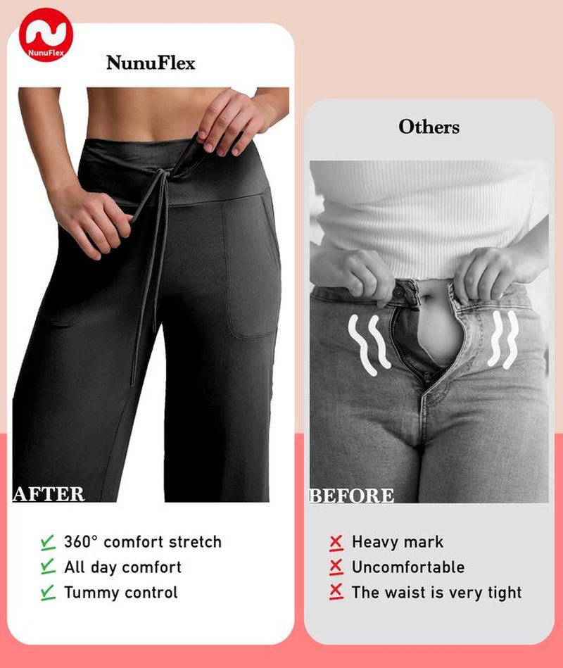 Nunuflex 3 Pack Women'S Wide Leg Pajama Pants Soft Stretchy Fabric High Waisted with Deep Side Pockets & Elastic Drawstring for Yoga Workout & Loungewear - go2shop