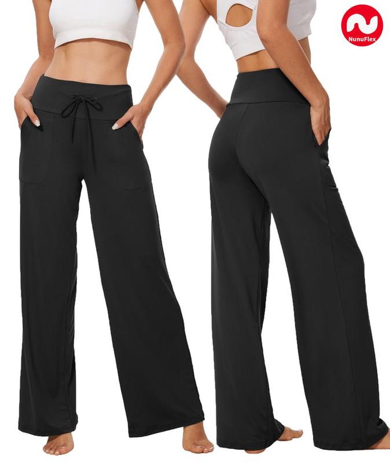 Nunuflex 3 Pack Women'S Wide Leg Pajama Pants Soft Stretchy Fabric High Waisted with Deep Side Pockets & Elastic Drawstring for Yoga Workout & Loungewear - go2shop