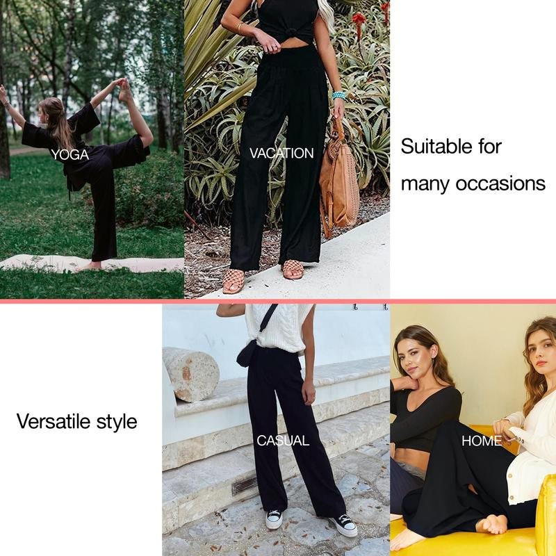 Nunuflex 3 Pack Women'S Wide Leg Pajama Pants Soft Stretchy Fabric High Waisted with Deep Side Pockets & Elastic Drawstring for Yoga Workout & Loungewear - go2shop