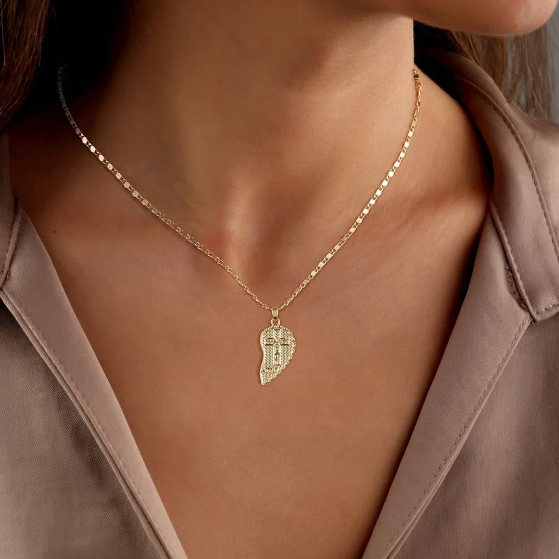 Rotnso 14K Gold Plated Couple Heart Necklace Set - "Te Amo" Virgin Mary Pendant, Valentine'S Day Gift - go2shop