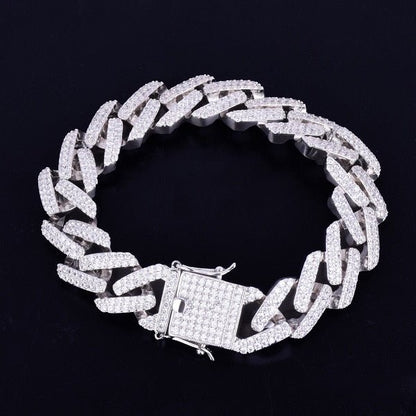 14mm Square Miami Cuban Link Bracelet Gold Color Iced Out Cubic Zirconia Rock Hip hop Style Men's Jewelry-0