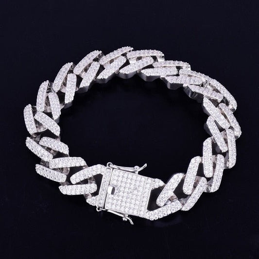 14mm Square Miami Cuban Link Bracelet Gold Color Iced Out Cubic Zirconia Rock Hip hop Style Men's Jewelry-0