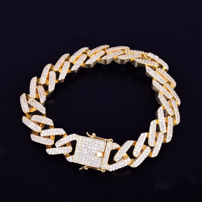 14mm Square Miami Cuban Link Bracelet Gold Color Iced Out Cubic Zirconia Rock Hip hop Style Men's Jewelry-1