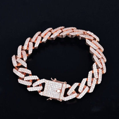 14mm Square Miami Cuban Link Bracelet Gold Color Iced Out Cubic Zirconia Rock Hip hop Style Men's Jewelry-6