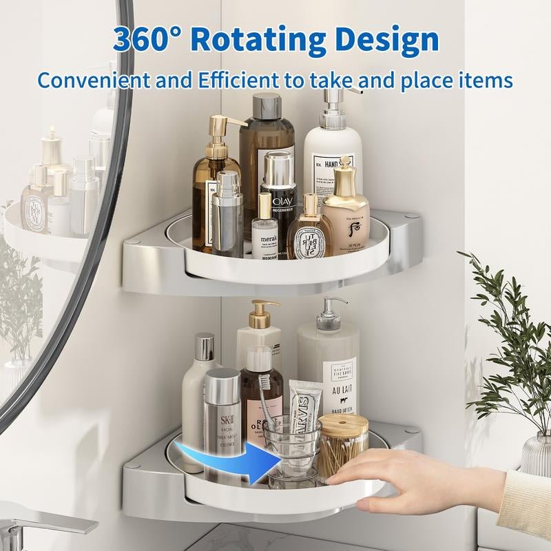 Corner Shower Caddy 360° Rotating Bathroom Organizers Shower Shelf for inside Shower,Shampoo Holder for Shower Wall,Bathroom Caddy Organizer,Shower Caddy Baseket,Bathroom Accessories - go2shop