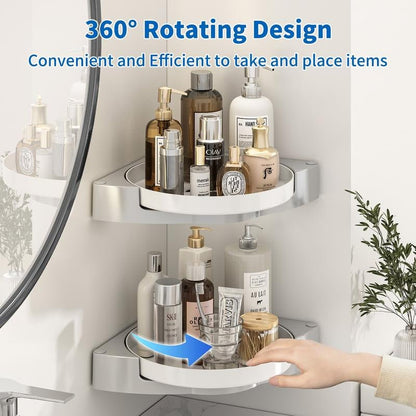 Corner Shower Caddy 360° Rotating Bathroom Organizers Shower Shelf for inside Shower,Shampoo Holder for Shower Wall,Bathroom Caddy Organizer,Shower Caddy Baseket,Bathroom Accessories - go2shop