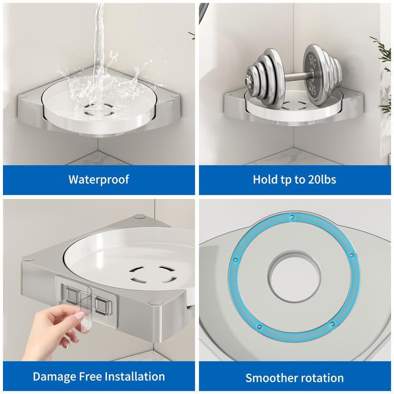 Corner Shower Caddy 360° Rotating Bathroom Organizers Shower Shelf for inside Shower,Shampoo Holder for Shower Wall,Bathroom Caddy Organizer,Shower Caddy Baseket,Bathroom Accessories - go2shop