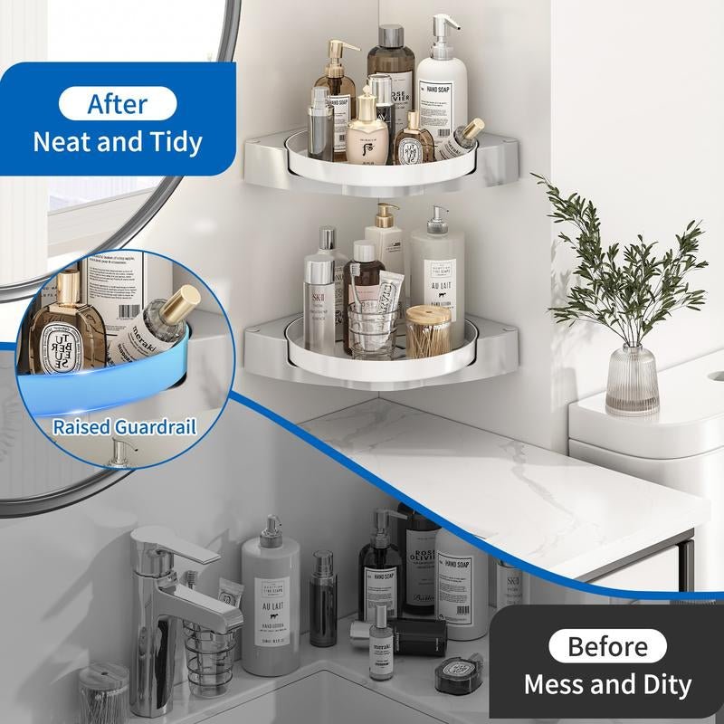 Corner Shower Caddy 360° Rotating Bathroom Organizers Shower Shelf for inside Shower,Shampoo Holder for Shower Wall,Bathroom Caddy Organizer,Shower Caddy Baseket,Bathroom Accessories - go2shop