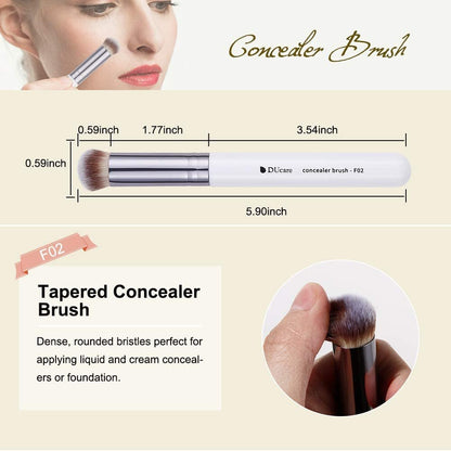 Makeup Brushes 3Pcs Foundation Contour Bronzer Brush,Concealer Brush,Blusher Powder Brush, Face Kabuki Travel Buffing Stippling Liquid Blending Makeup Brush Set White - go2shop