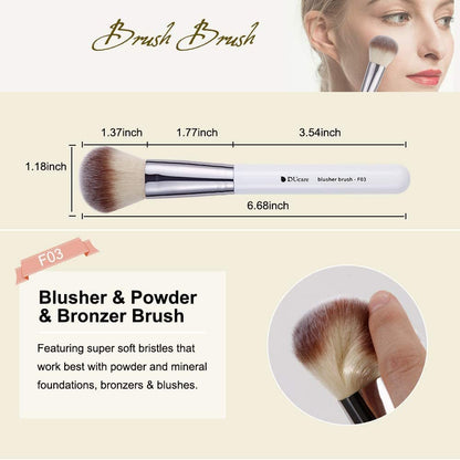 Makeup Brushes 3Pcs Foundation Contour Bronzer Brush,Concealer Brush,Blusher Powder Brush, Face Kabuki Travel Buffing Stippling Liquid Blending Makeup Brush Set White - go2shop