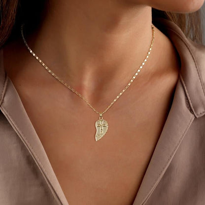 Rotnso 14K Gold Plated Couple Heart Necklace Set - "Te Amo" Virgin Mary Pendant, Valentine'S Day Gift - go2shop