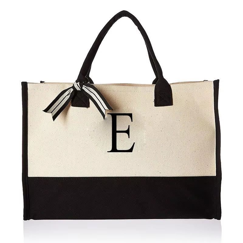 Tote Bag Fashion Canvas Totes Letters Flower Portable Beach Shoulder Shopping Casual Beach Bag Large Capacity Handbag Wholesale - go2shop