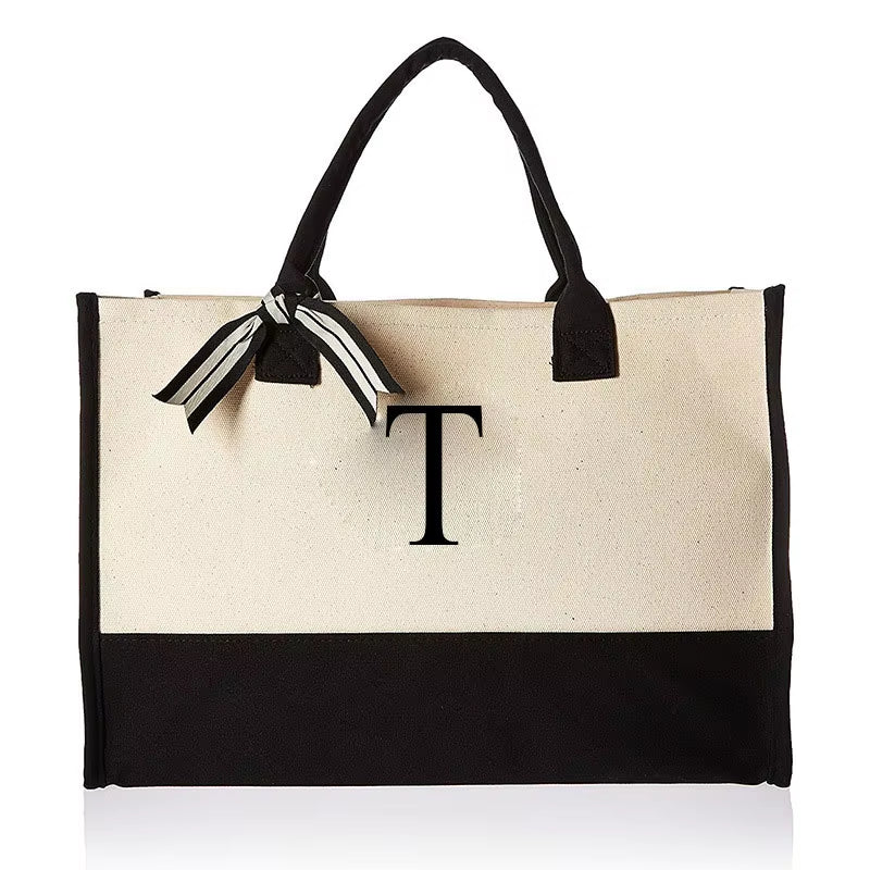 Tote Bag Fashion Canvas Totes Letters Flower Portable Beach Shoulder Shopping Casual Beach Bag Large Capacity Handbag Wholesale - go2shop