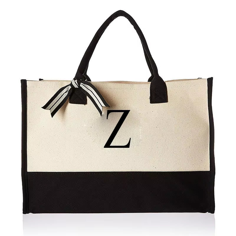Tote Bag Fashion Canvas Totes Letters Flower Portable Beach Shoulder Shopping Casual Beach Bag Large Capacity Handbag Wholesale - go2shop