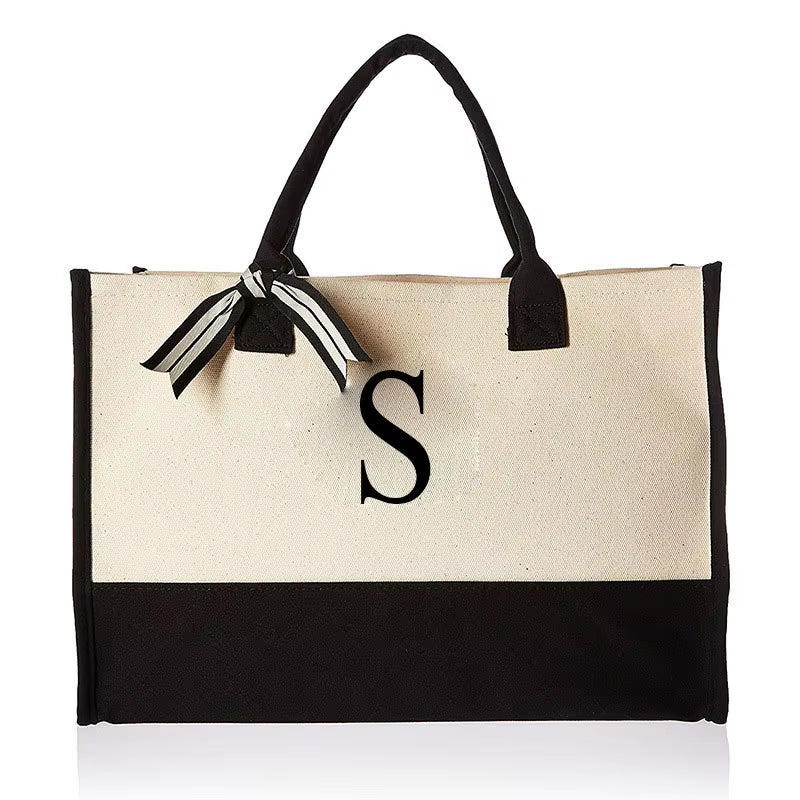 Tote Bag Fashion Canvas Totes Letters Flower Portable Beach Shoulder Shopping Casual Beach Bag Large Capacity Handbag Wholesale - go2shop