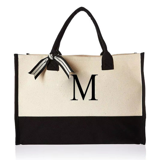 Tote Bag Fashion Canvas Totes Letters Flower Portable Beach Shoulder Shopping Casual Beach Bag Large Capacity Handbag Wholesale - go2shop