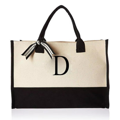 Tote Bag Fashion Canvas Totes Letters Flower Portable Beach Shoulder Shopping Casual Beach Bag Large Capacity Handbag Wholesale - go2shop