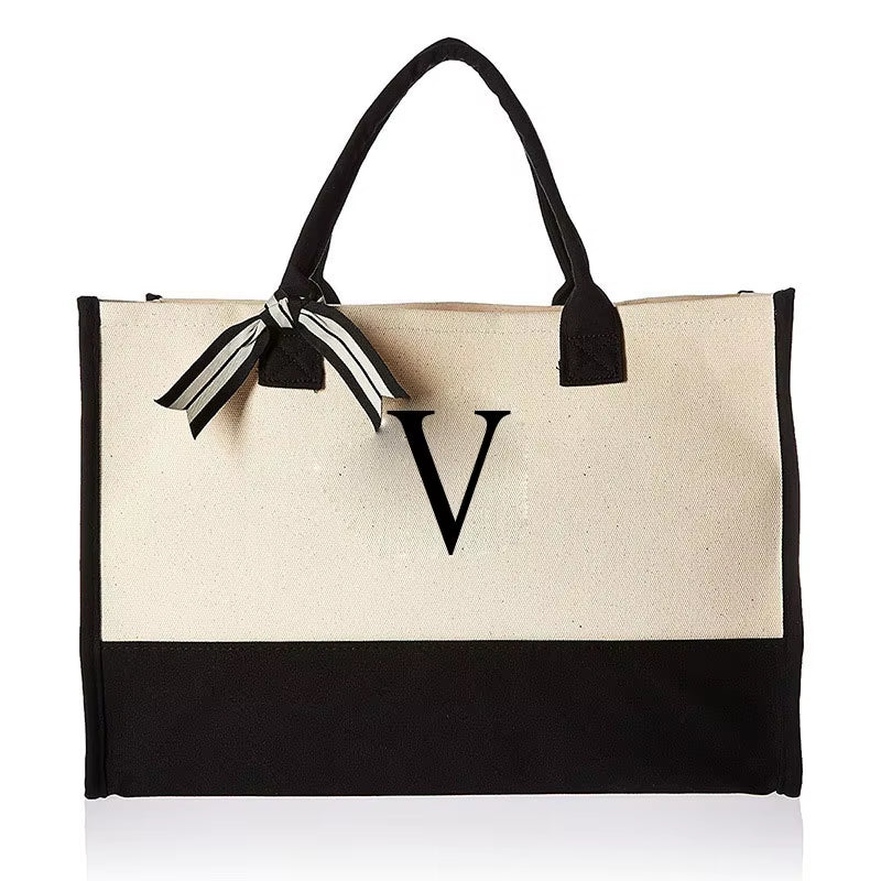Tote Bag Fashion Canvas Totes Letters Flower Portable Beach Shoulder Shopping Casual Beach Bag Large Capacity Handbag Wholesale - go2shop
