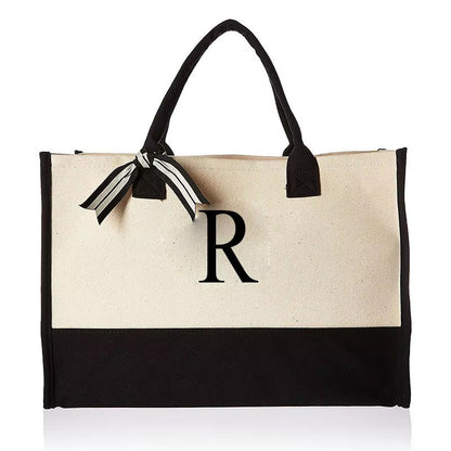 Tote Bag Fashion Canvas Totes Letters Flower Portable Beach Shoulder Shopping Casual Beach Bag Large Capacity Handbag Wholesale - go2shop