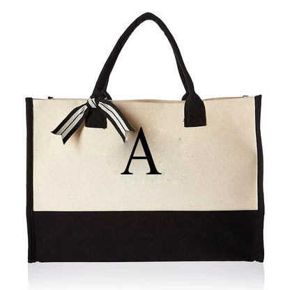 Tote Bag Fashion Canvas Totes Letters Flower Portable Beach Shoulder Shopping Casual Beach Bag Large Capacity Handbag Wholesale - go2shop