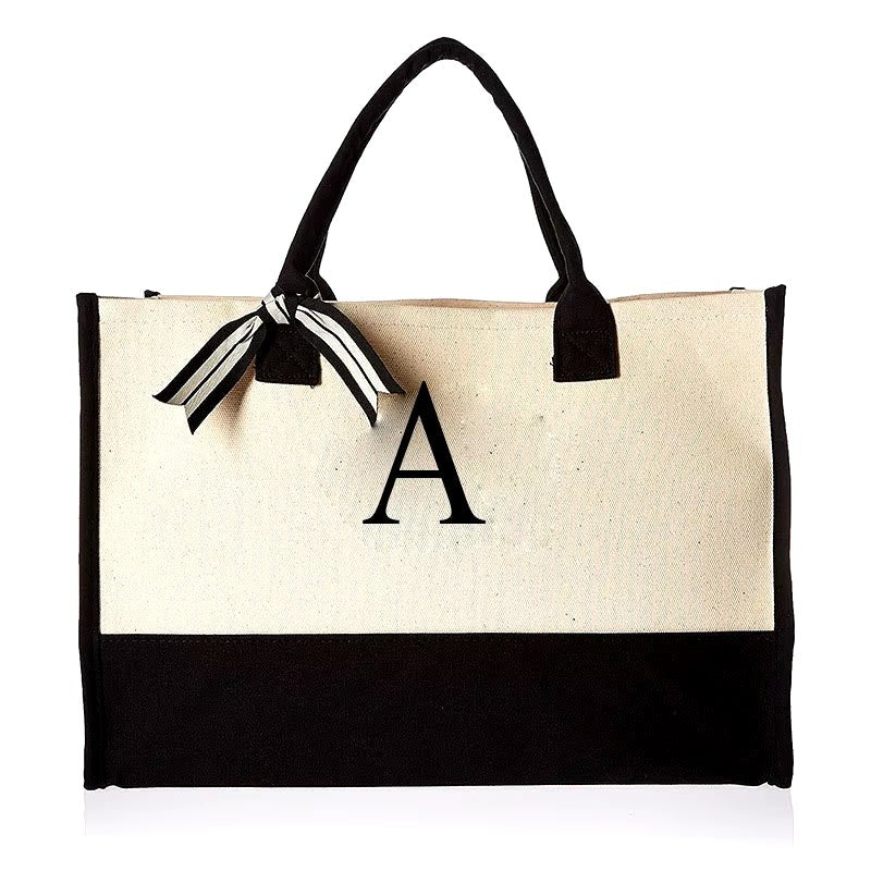 Tote Bag Fashion Canvas Totes Letters Flower Portable Beach Shoulder Shopping Casual Beach Bag Large Capacity Handbag Wholesale - go2shop