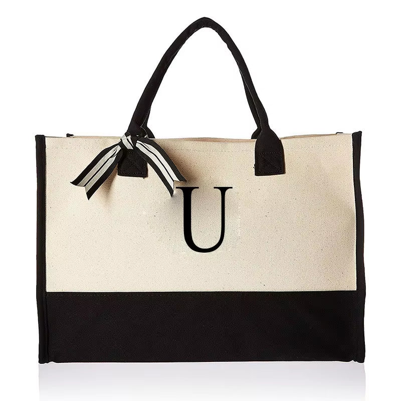 Tote Bag Fashion Canvas Totes Letters Flower Portable Beach Shoulder Shopping Casual Beach Bag Large Capacity Handbag Wholesale - go2shop
