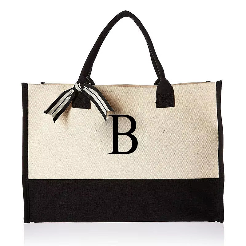 Tote Bag Fashion Canvas Totes Letters Flower Portable Beach Shoulder Shopping Casual Beach Bag Large Capacity Handbag Wholesale - go2shop