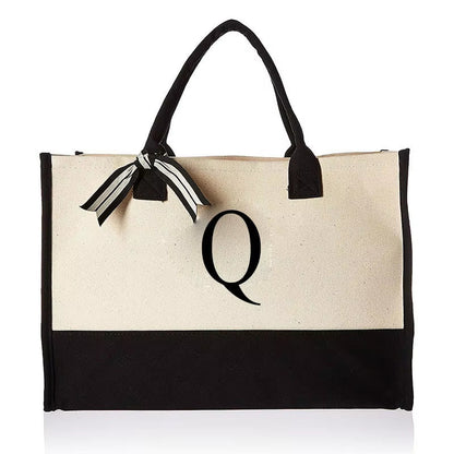 Tote Bag Fashion Canvas Totes Letters Flower Portable Beach Shoulder Shopping Casual Beach Bag Large Capacity Handbag Wholesale - go2shop