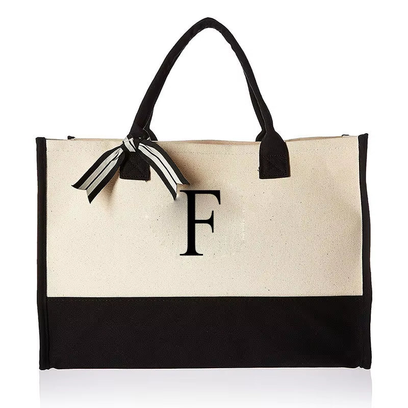Tote Bag Fashion Canvas Totes Letters Flower Portable Beach Shoulder Shopping Casual Beach Bag Large Capacity Handbag Wholesale - go2shop