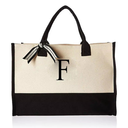 Tote Bag Fashion Canvas Totes Letters Flower Portable Beach Shoulder Shopping Casual Beach Bag Large Capacity Handbag Wholesale - go2shop
