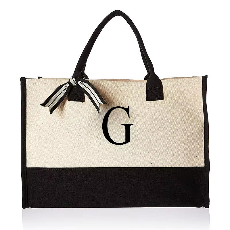 Tote Bag Fashion Canvas Totes Letters Flower Portable Beach Shoulder Shopping Casual Beach Bag Large Capacity Handbag Wholesale - go2shop