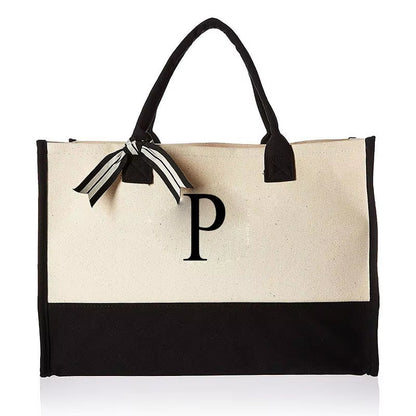 Tote Bag Fashion Canvas Totes Letters Flower Portable Beach Shoulder Shopping Casual Beach Bag Large Capacity Handbag Wholesale - go2shop
